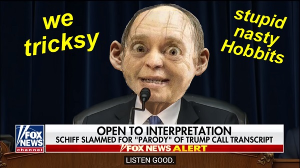 Adam Schiff - Gollum morph reads parody of Trump Ukraine phone call Adam Schiff - Gollum morph reads parody of Trump Ukraine phone call
