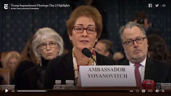 Video - NY Times clips of Yovanavitch testimony Video - NY Times clips of Yovanavitch testimony